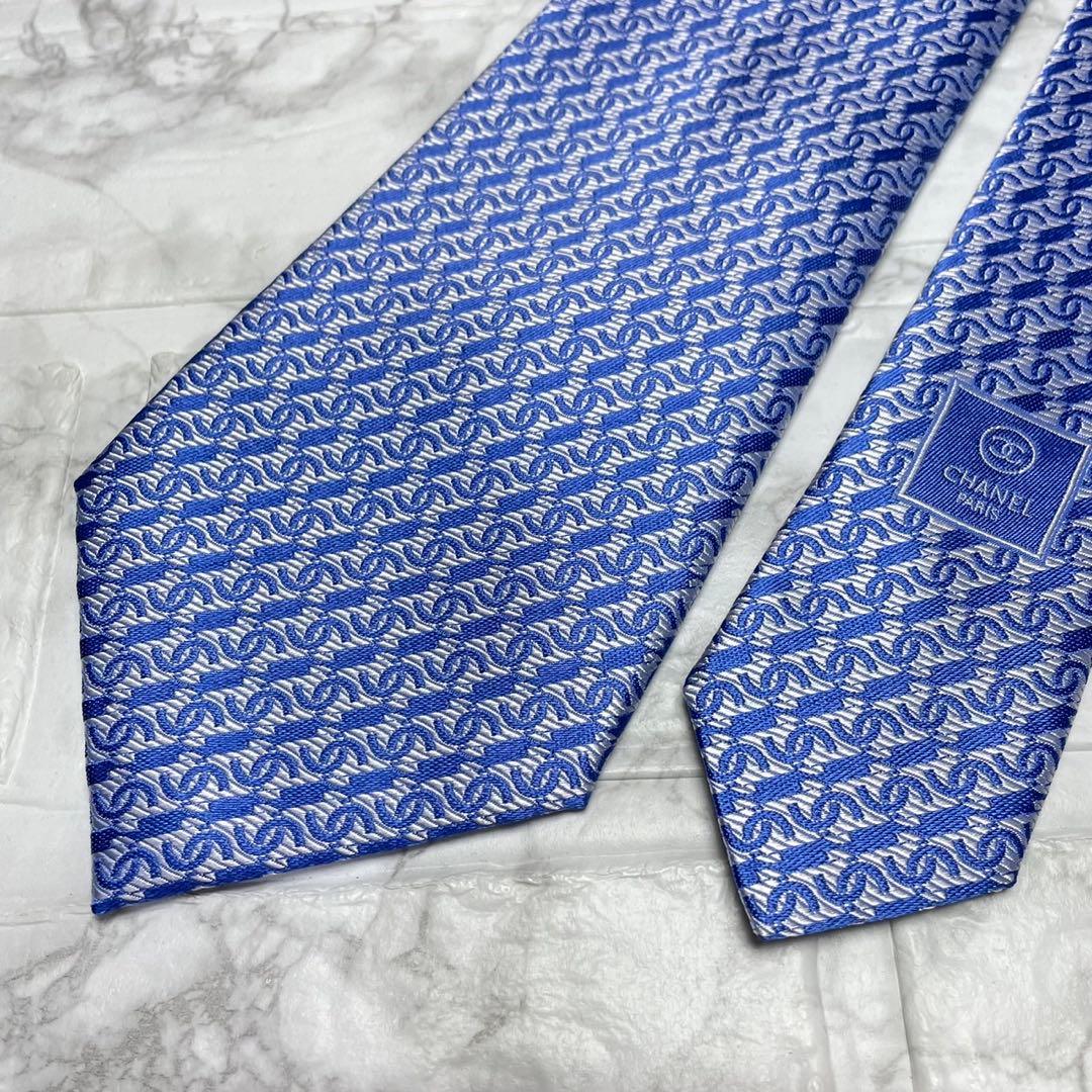 箱付き　未使用　CHANEL シャネル　ネクタイ　ココマーク　ブルー　スーツ
