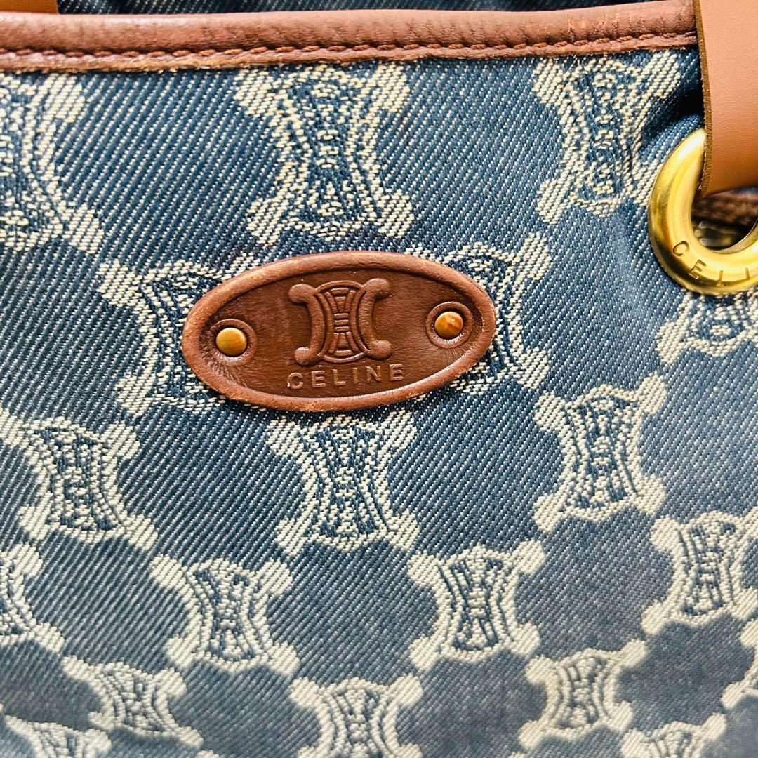 CELINE セリーヌ パリマカダム柄 デニム系 トートバッグ ハンドバッグ