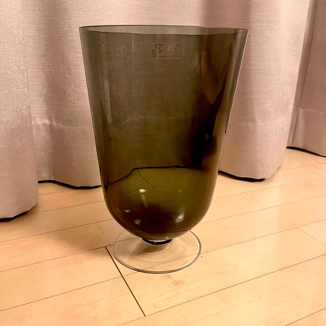 ドイツ製　Fink社スモーキーグレー ガラス花瓶 大