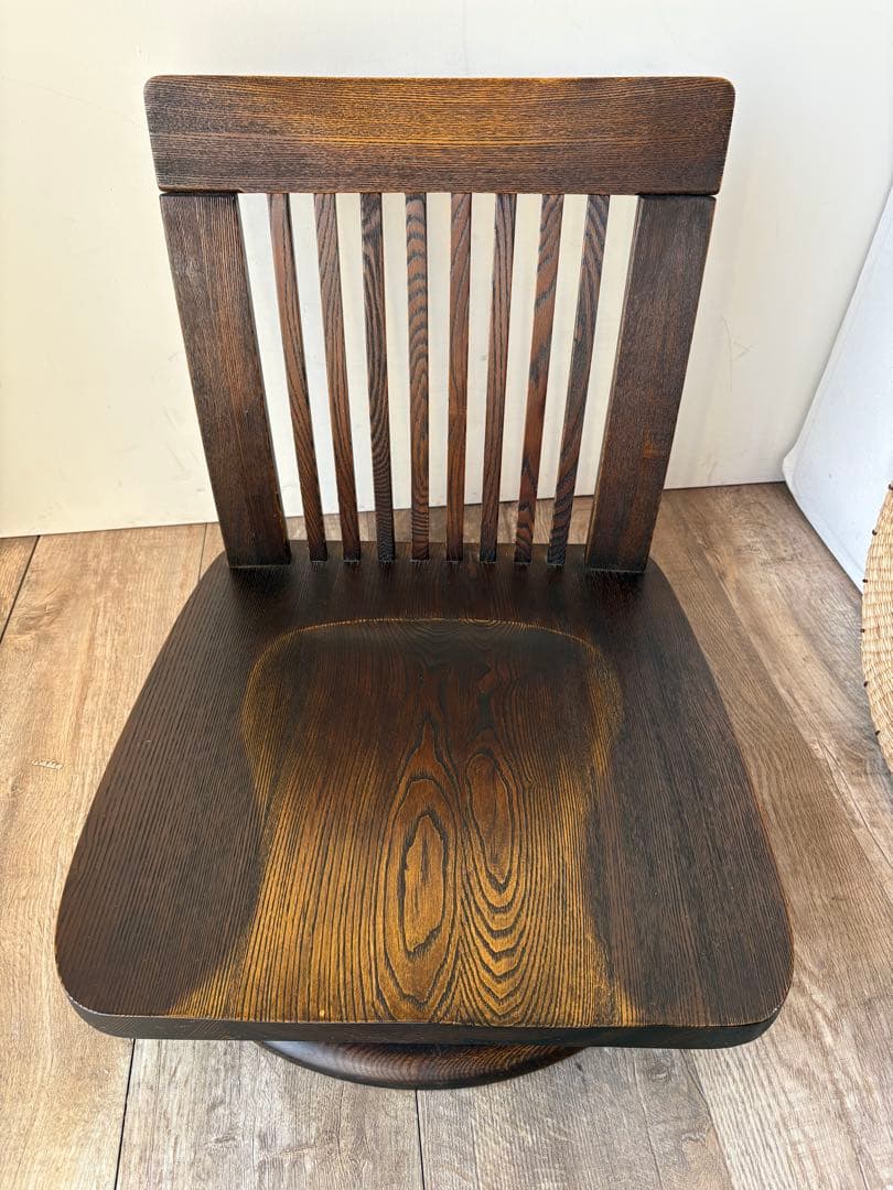 回転座椅子　無垢　和モダン　和室　タモ材　オーク材　③