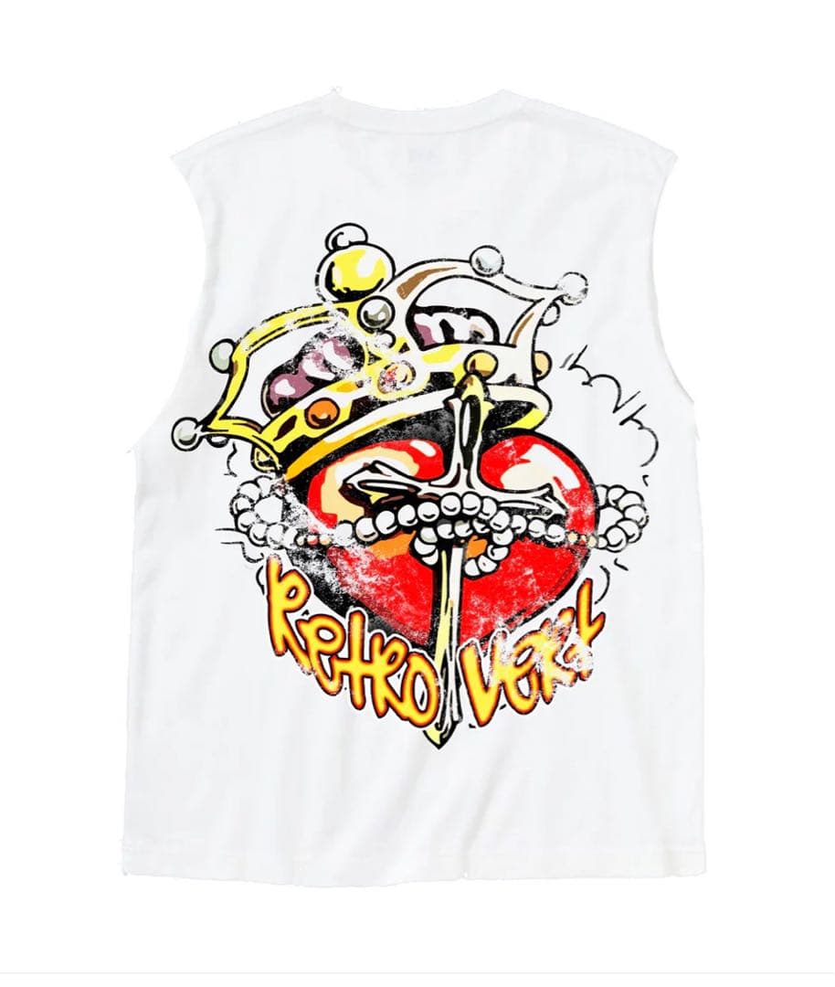 トップス \"RETROVERT\" Heart Cross Cut Off Tee