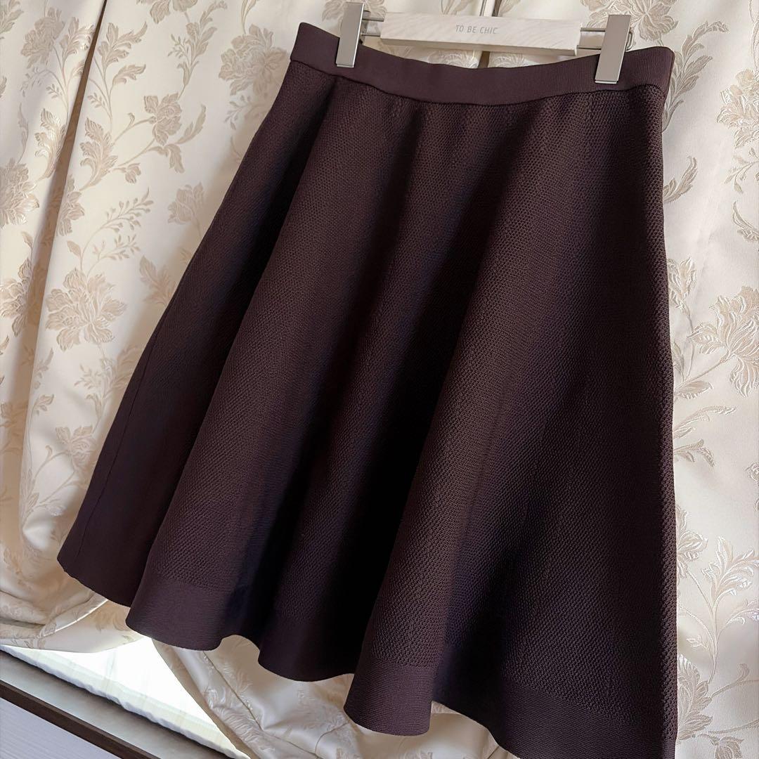 美品 大きいサイズ トゥービーシック ゴム ニットフレアスカート