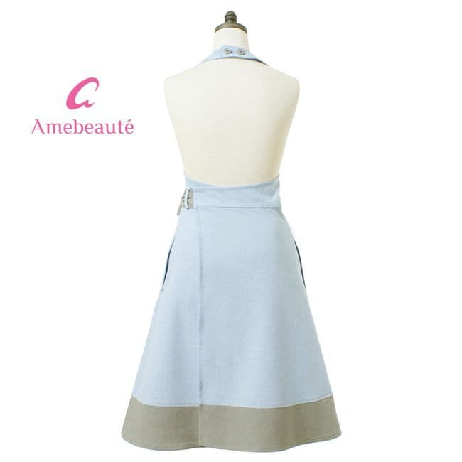 アームボーテ　サックス＆ライトグレーローブエプロン