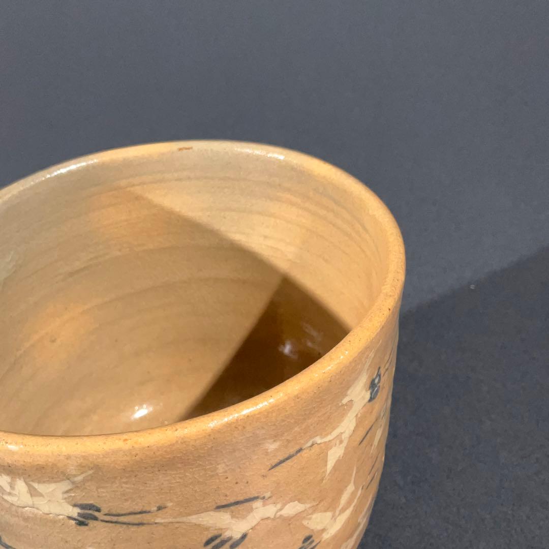 【抹茶碗】筒茶碗　十一代長岡空権　群鶴図　2月　茶道具　R0880ダN