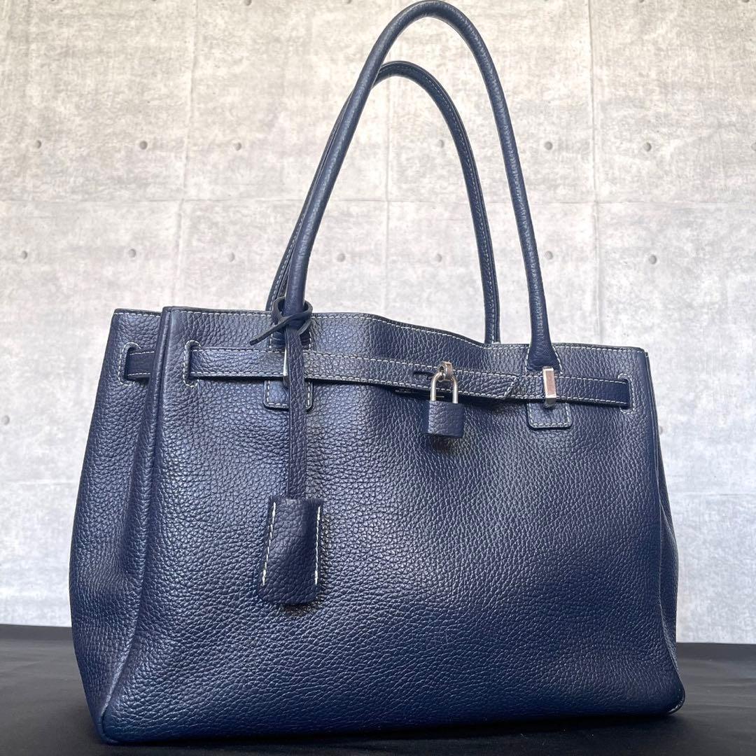 専用品傳濱野 ミーティア ナイトネイビー レザー 肩掛け トートバッグ