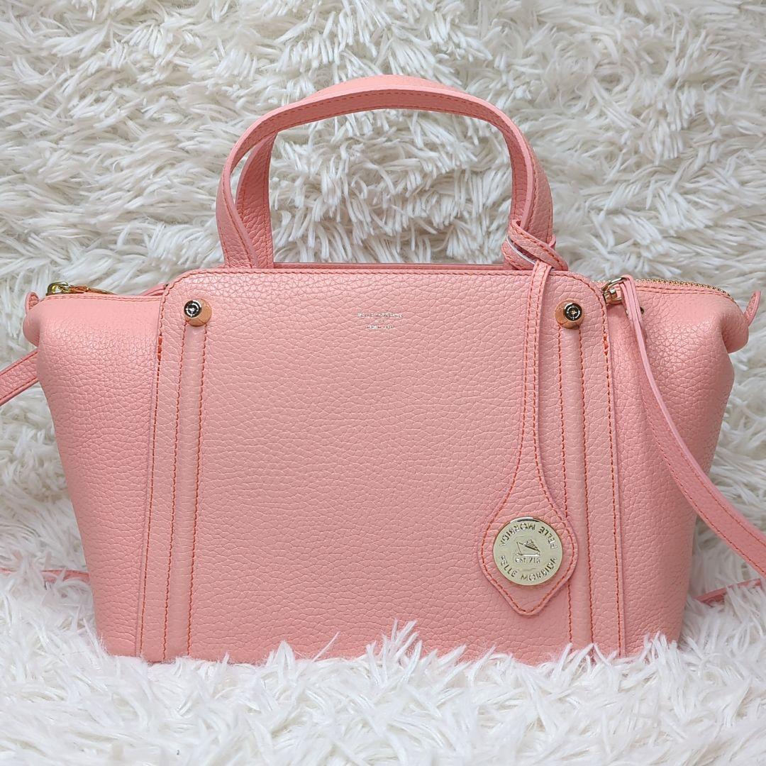 極美品✨ペッレモルビダ ミニボストン シボ革 ピンク 2way ゴールド金具