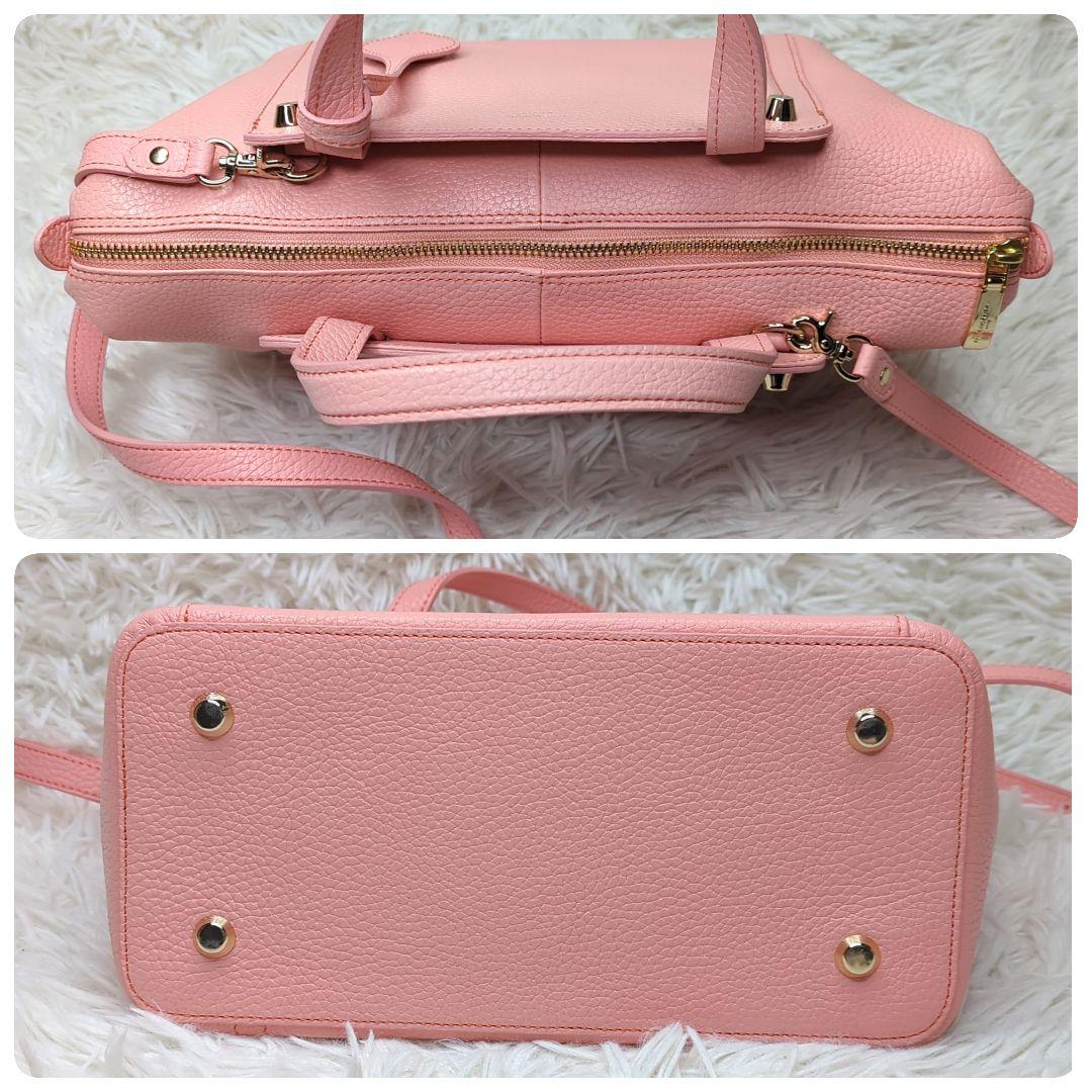 極美品✨ペッレモルビダ ミニボストン シボ革 ピンク 2way ゴールド金具