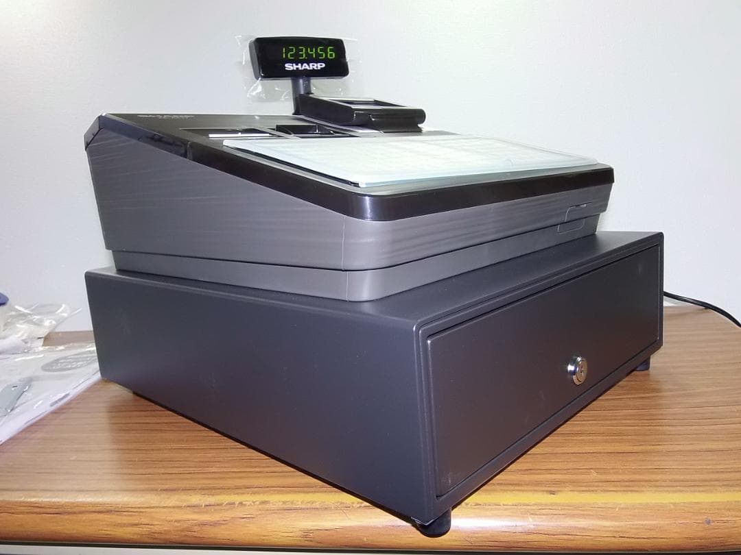 新品人気の黒224飲食向フルフラットXE-A417Bシャープインボイスレジスター