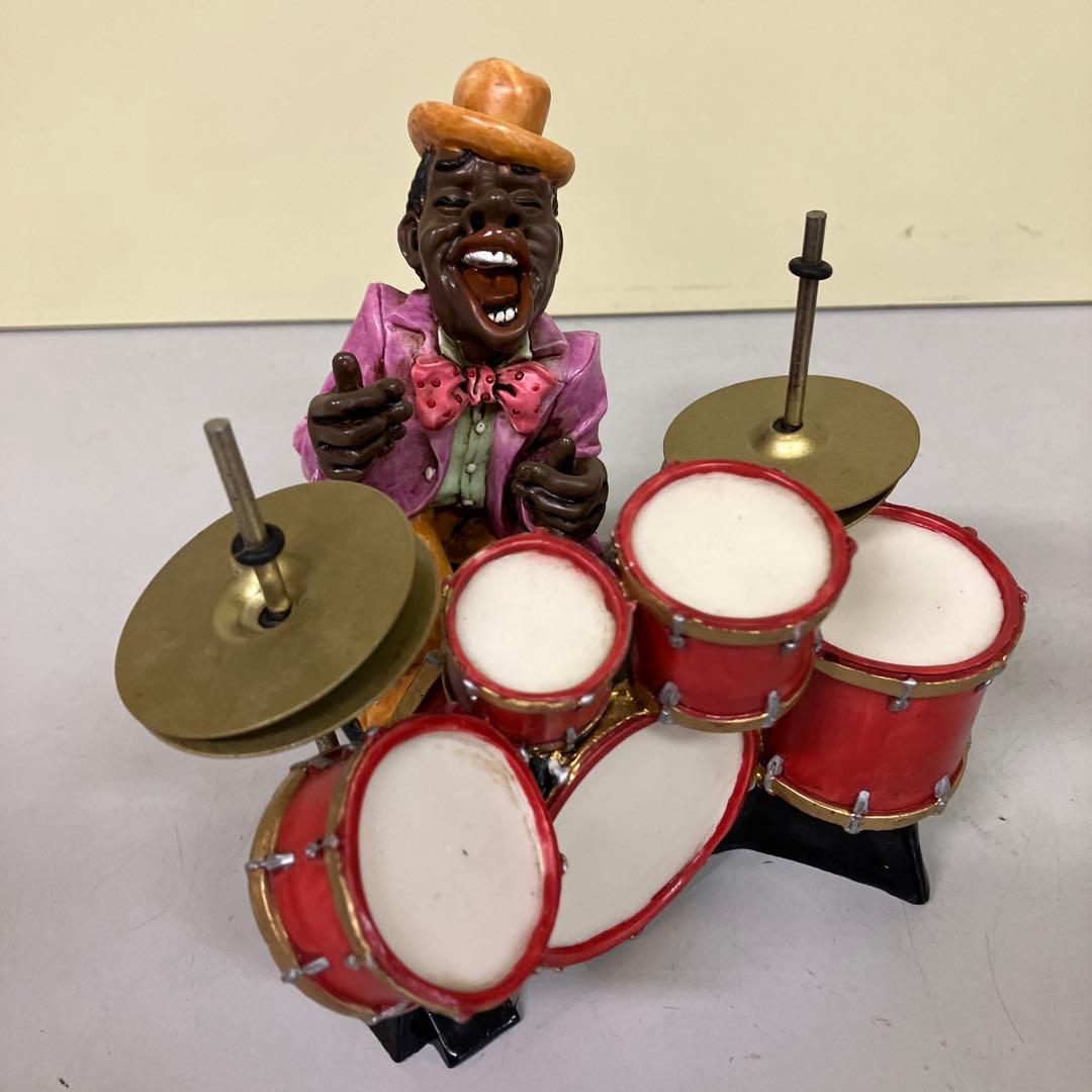 E-4 黒人ジャズバンド フィギュア 6体セット 楽器付き 置物 陽気な音楽隊