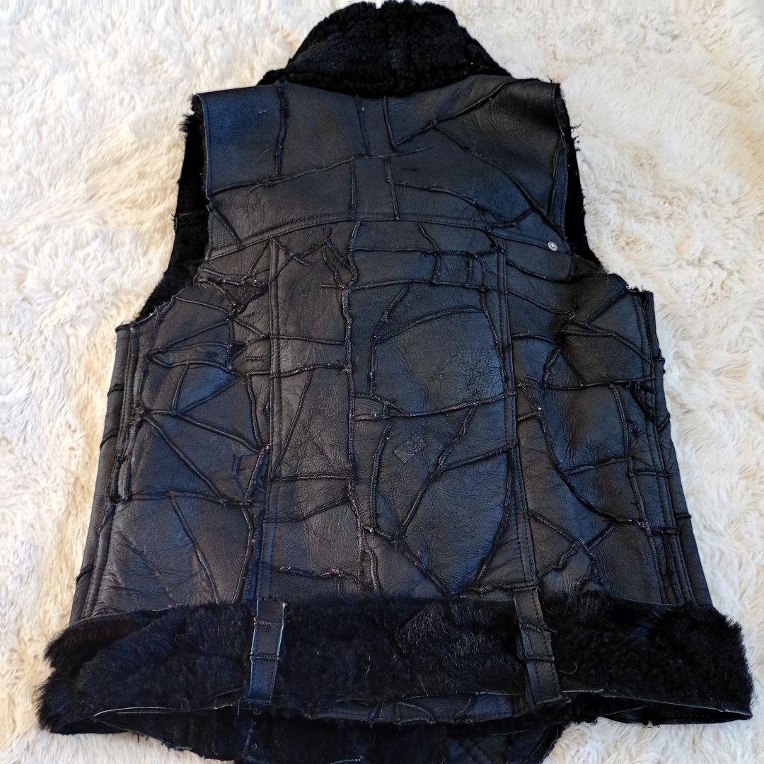 Y2K archive パッチワーク シープスキン ベスト グランジ パンク