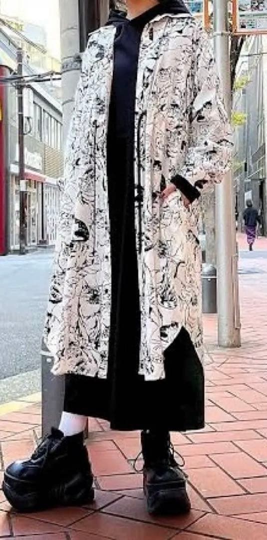 美品ロイスクレヨン アンドエルシー　ネコスケッチ シャツワンピース