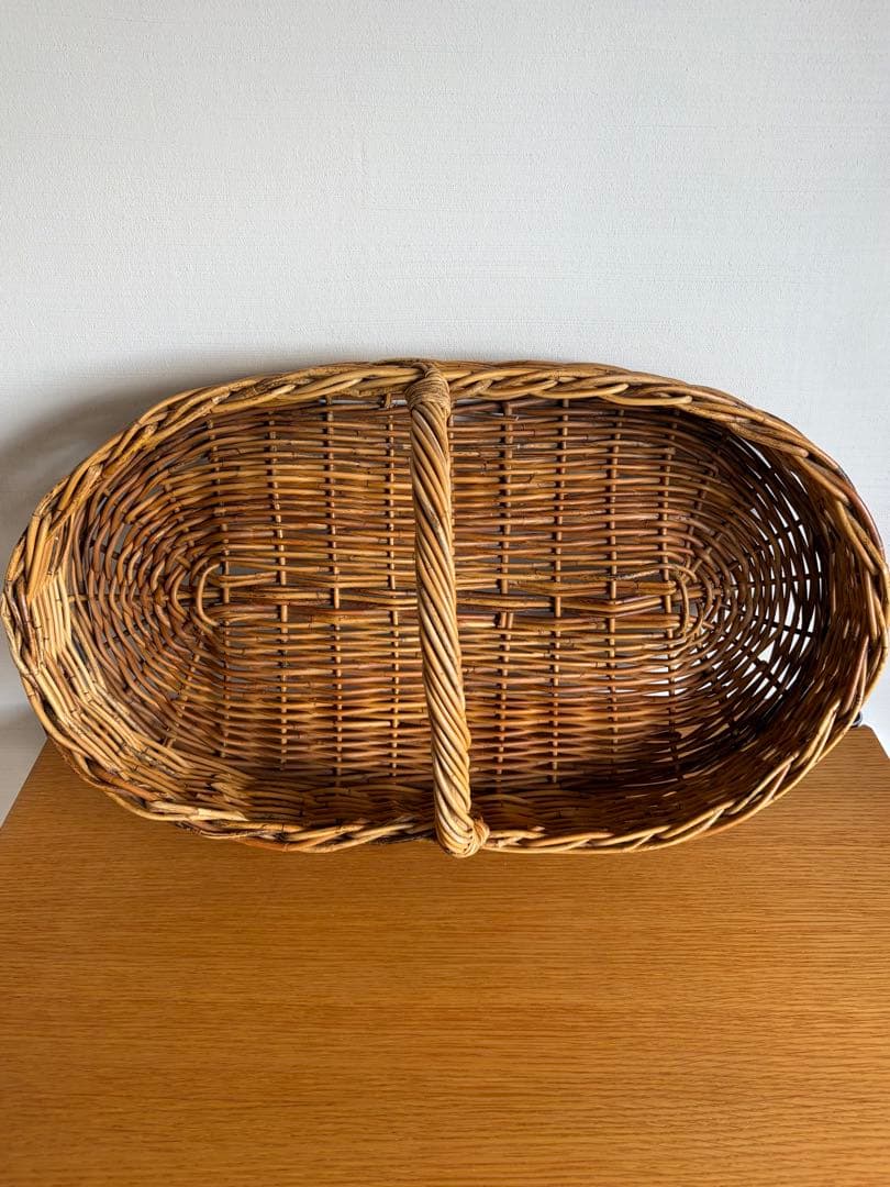 ウィッカー製オーバルバスケット