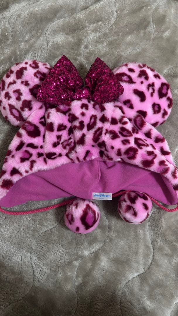 ミニーマウスヒョウ柄ファンキャップ