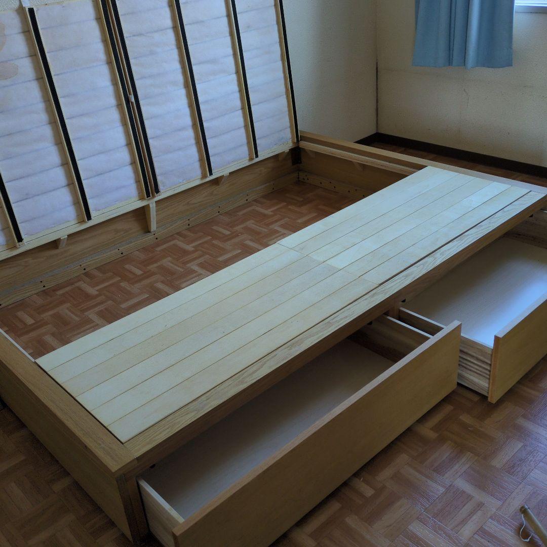 無印良品　木製ダブルサイズすのこベッド 引き出し付き