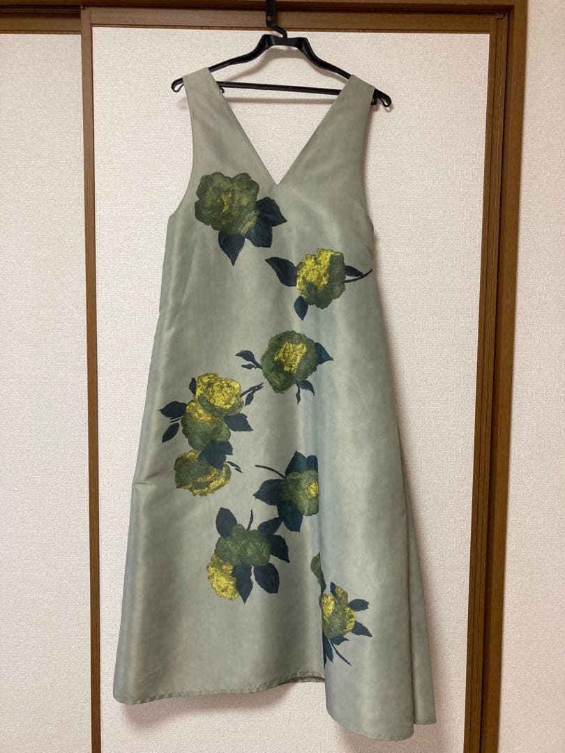 Ameri ELLIE ASYMMETRY PLEATS DRESS グリーン