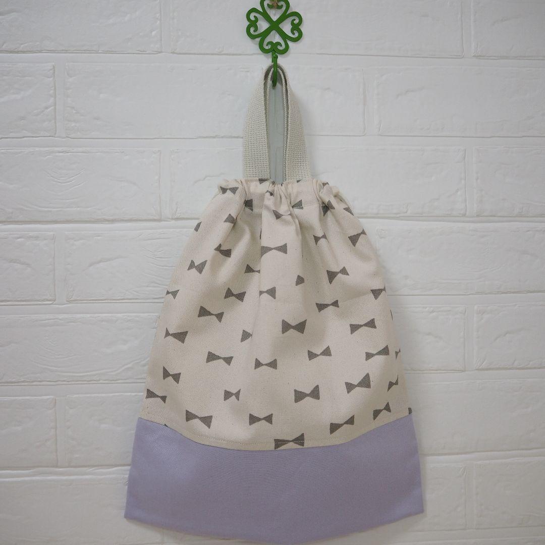 受注制作　入園入学6点セット　りぼん　ラベンダー