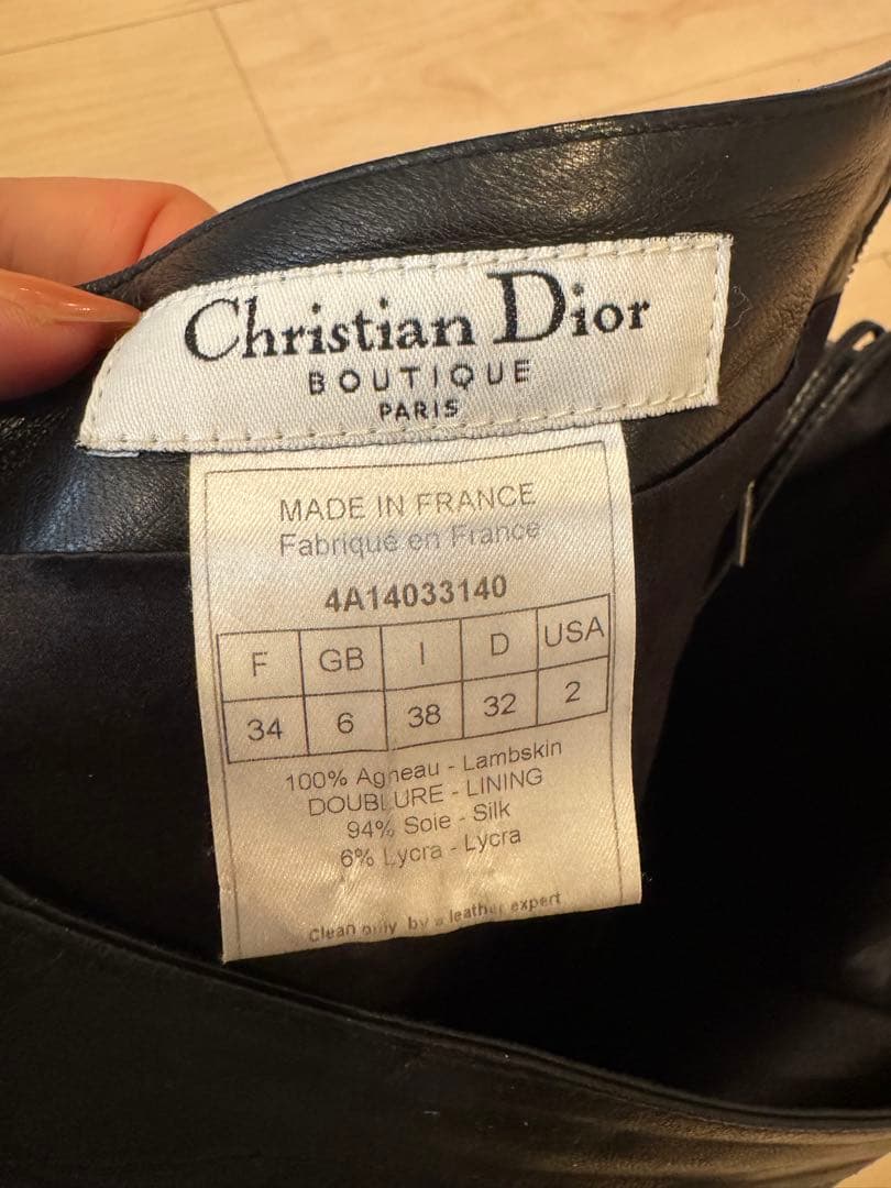 Christian Dior 黒 レザー タイトスカート　イタリア製