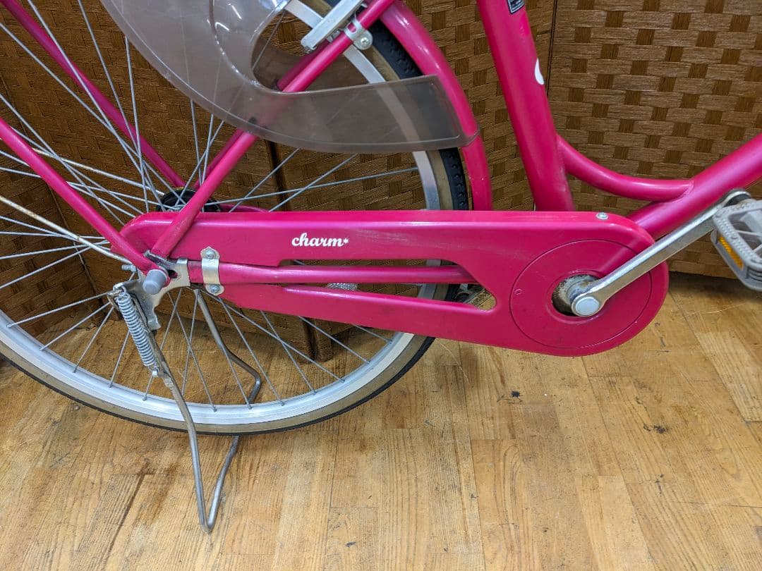 U001 普通自転車　26インチ　オートLEDライト　ピンク　シティサイクル