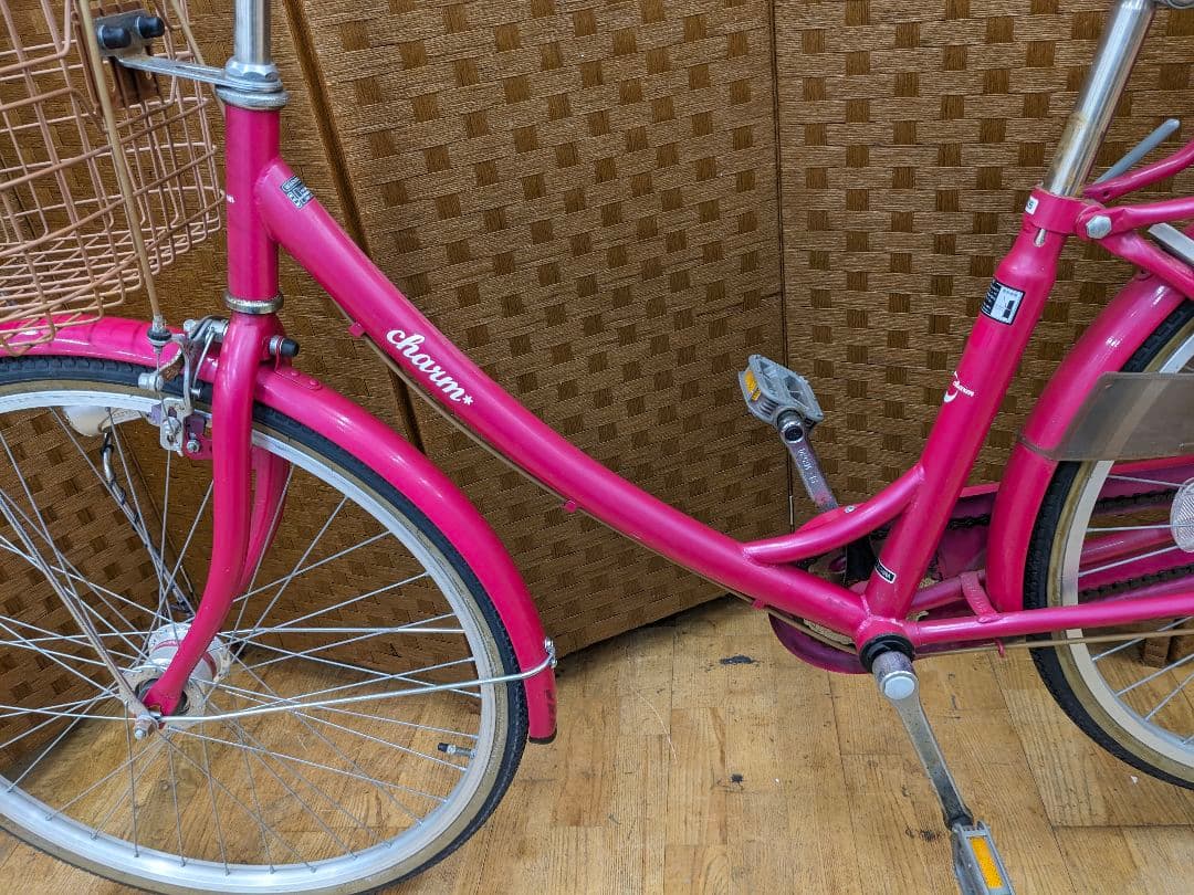 U001 普通自転車　26インチ　オートLEDライト　ピンク　シティサイクル