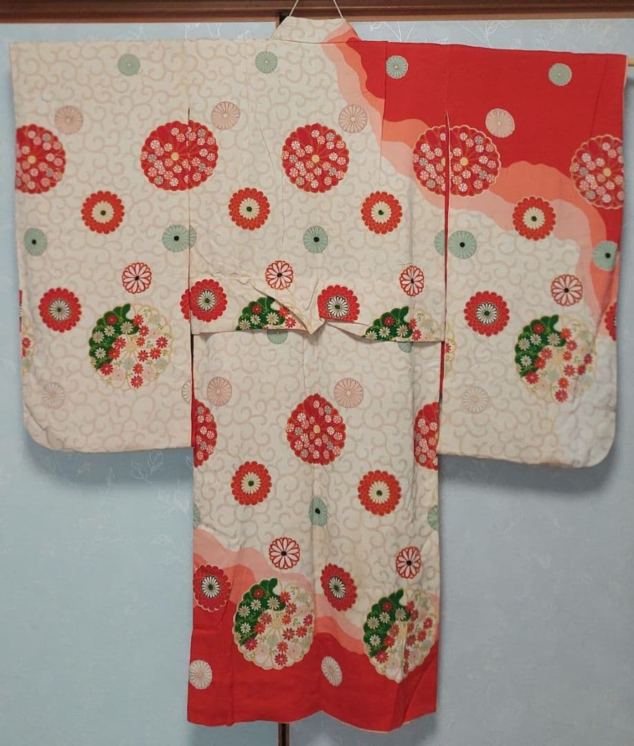 NA94アンティーク子供着物七五三正絹着丈121センチ裄丈55センチ