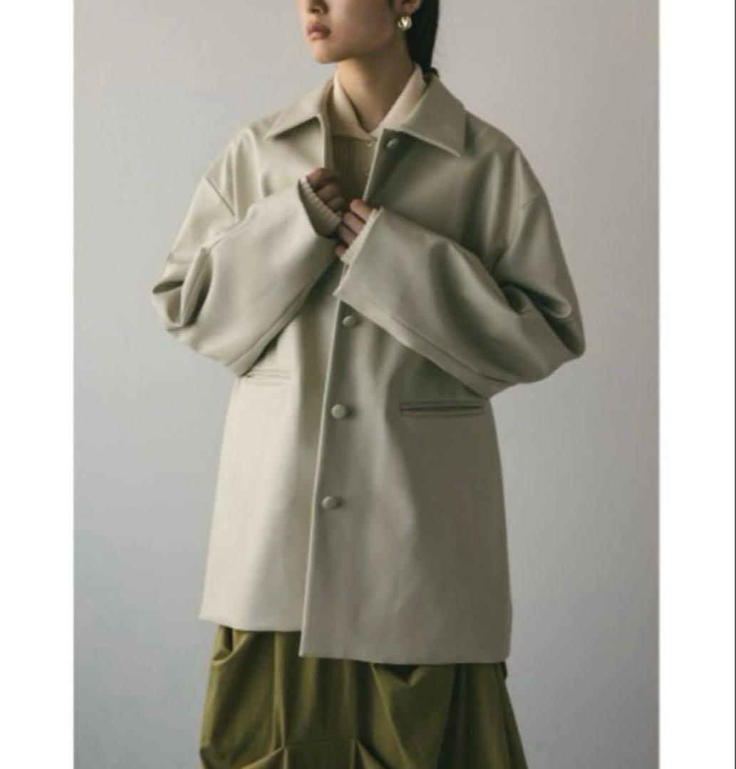 完売スタイルミキサーステンカラーフェイクレザージャケット