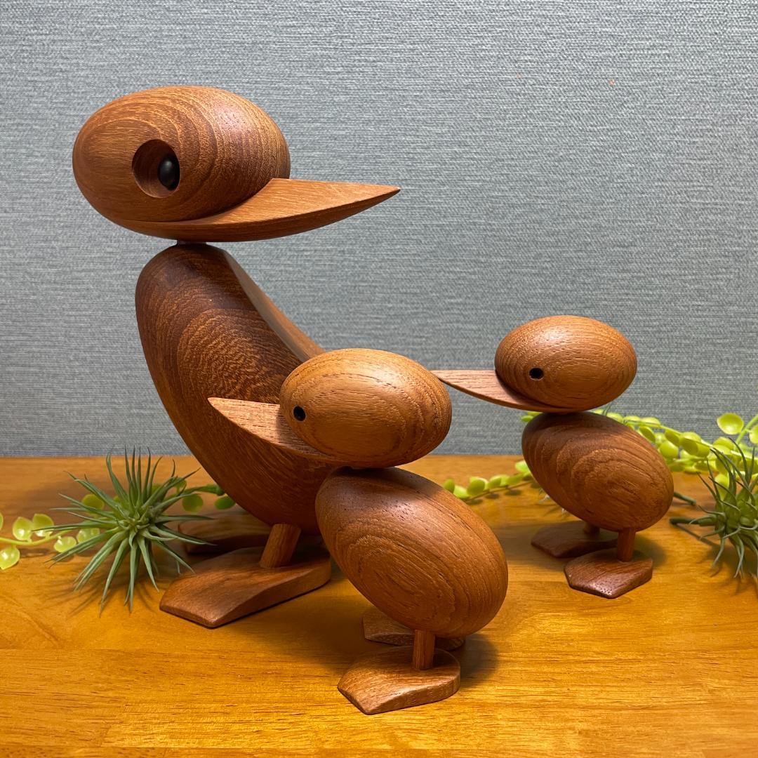 ハンスブリング ダック 親子3点セット 木製 北欧 オブジェ