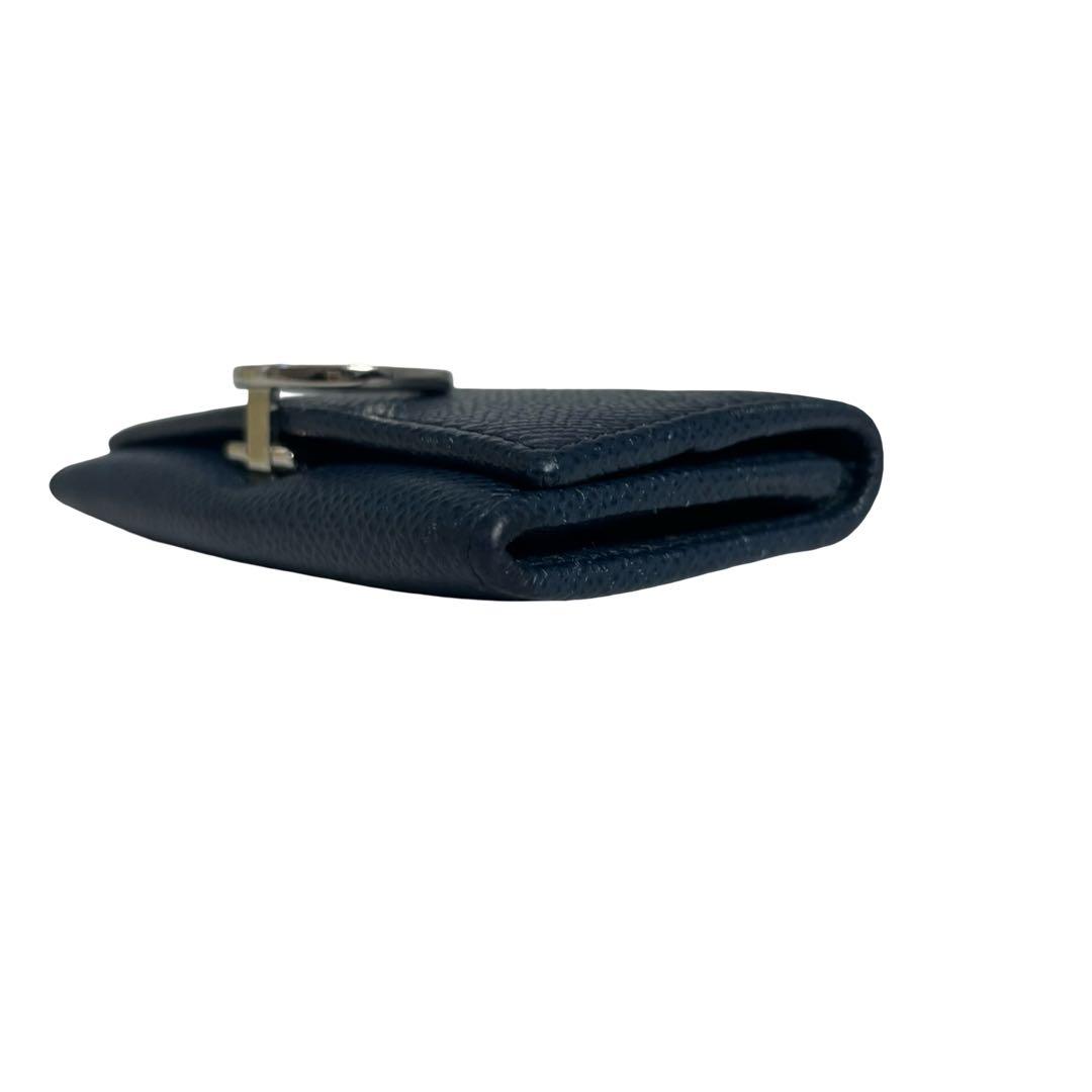 希少✨ブルガリ ケース ロゴクリップ グレインレザー ネイビー ブルー