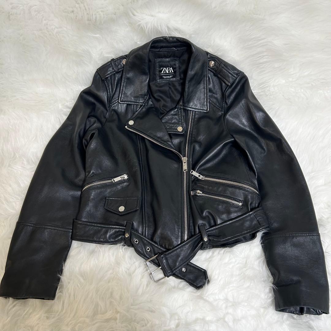 ZARA 羊革ライダースジャケットXLベルト付　値下可