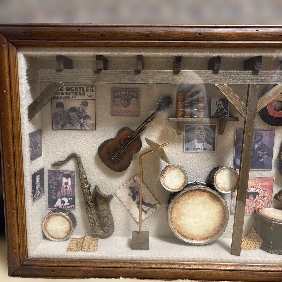 音楽関連のミニチュア楽器アートフレーム