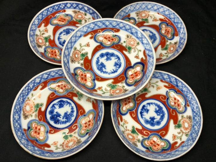 大聖寺伊万里 色絵金彩小皿 5客