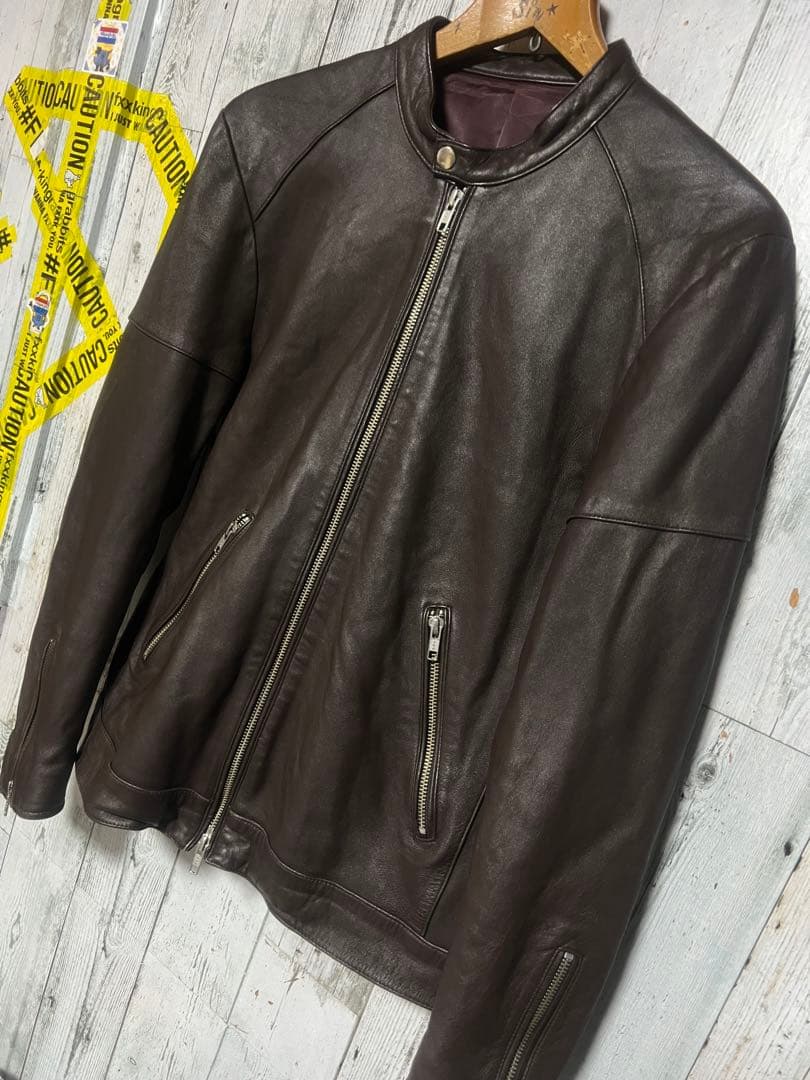 極限定 TAKEO KIKUCHI ダブルジップ シングルライダース 本革レザー