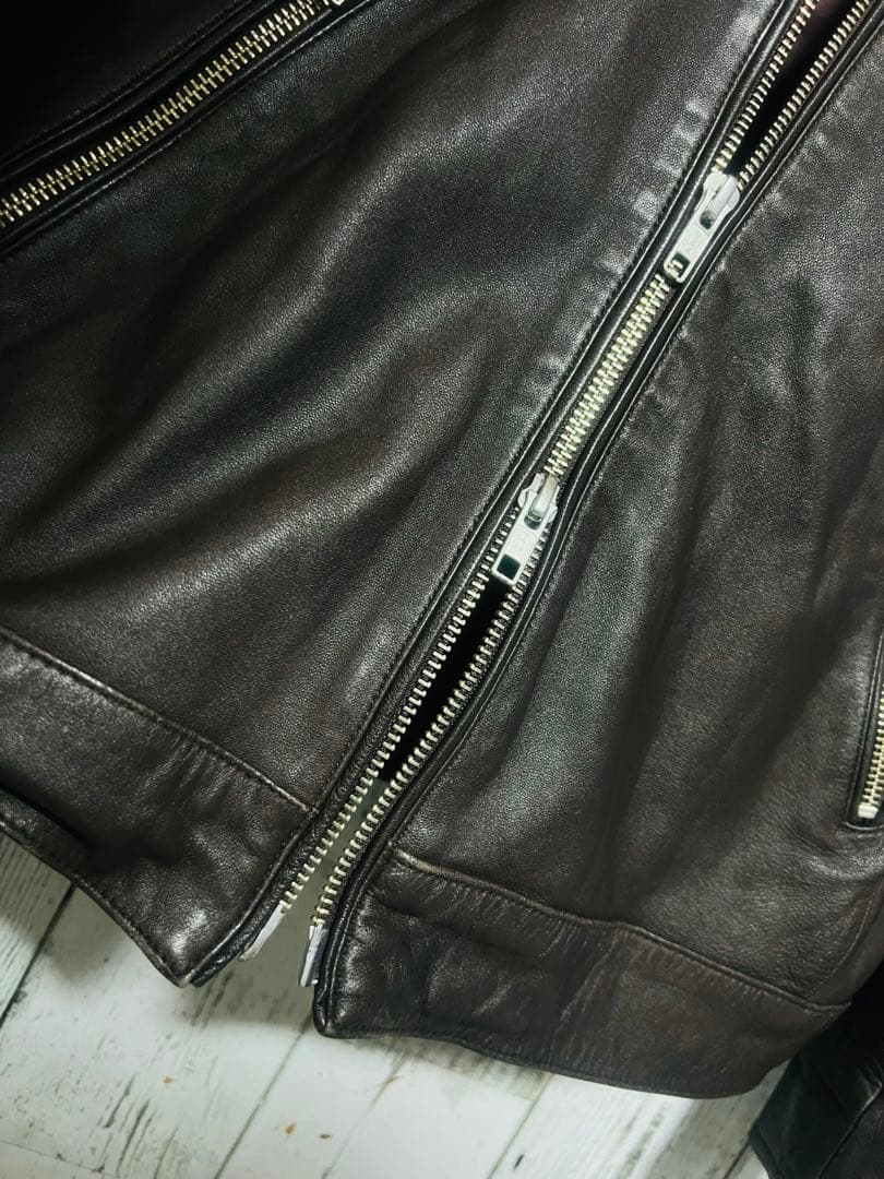 極限定 TAKEO KIKUCHI ダブルジップ シングルライダース 本革レザー