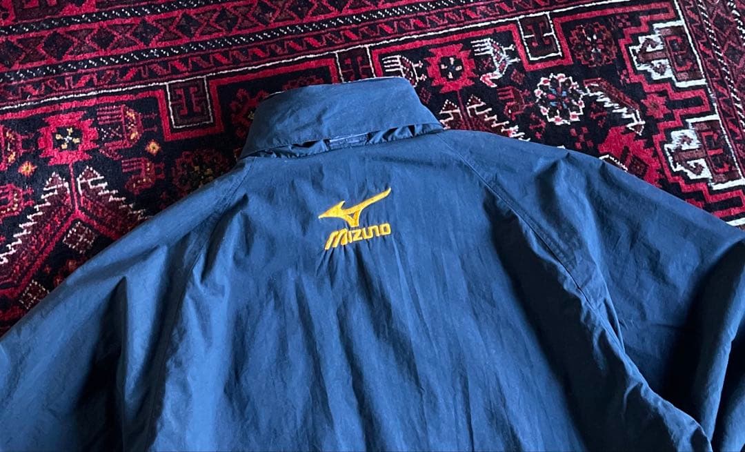 か*む様 mizun ミズノ ウォームアップジャケット 裏地フリース ネイビー