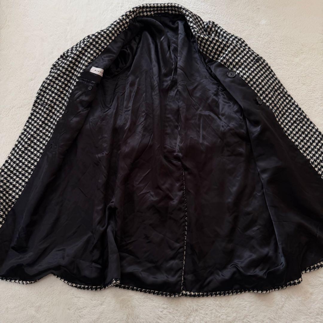 【美品】CARUSO カルーゾ アルパカ混 千鳥格子 ベルテッドコート 46