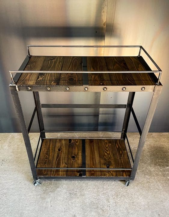 アイアンキッチンワゴン［ロング］キャスター付　　キッチンカート　アイアン家具