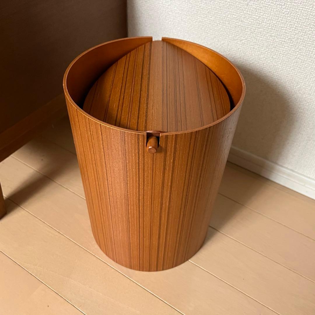 極美品　カリモク60 サイトーウッド　ゴミ箱　天然木