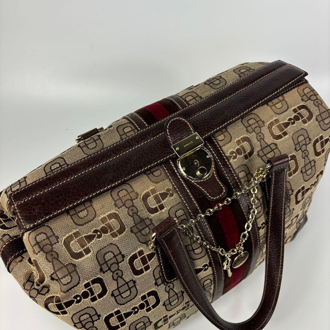 グッチ　ドクターズバッグ　シェリーライン　スクエア型　キャンバス　ホースビット