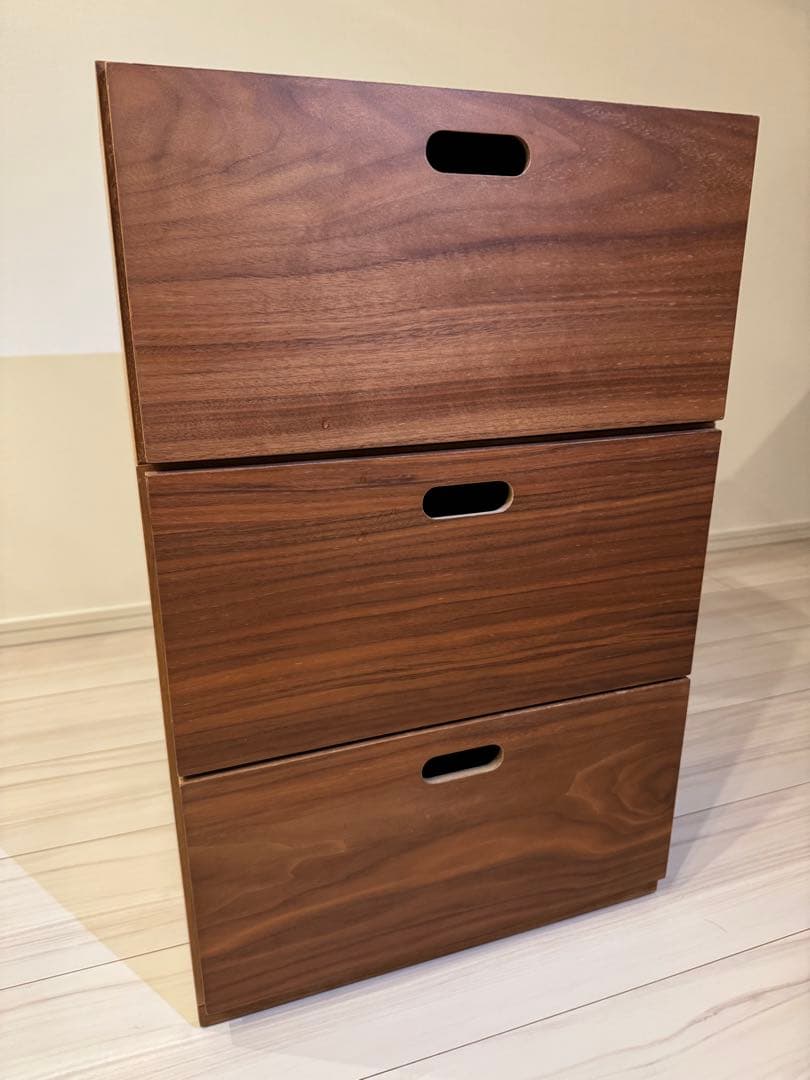 最終SALE✨美品✨ 無印良品　スタッキングチェスト　ウォルナット　３段
