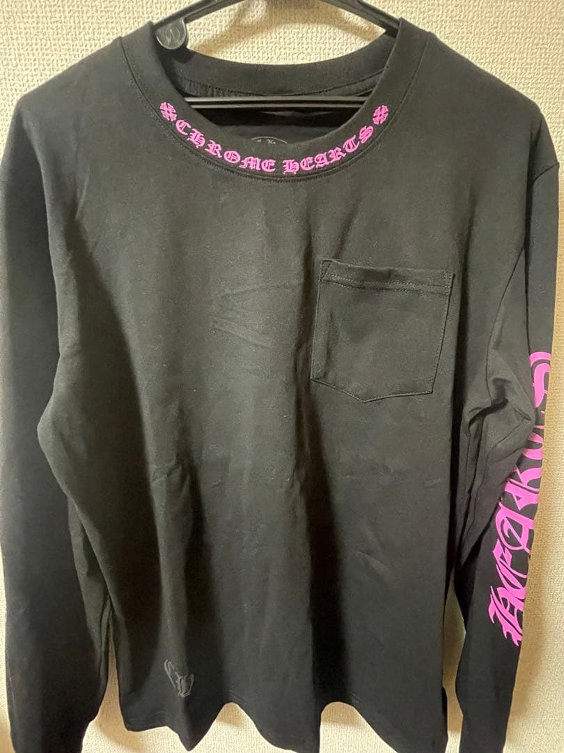 CHROME HEARTS ロングスリーブカットソー ブラック　ピンク