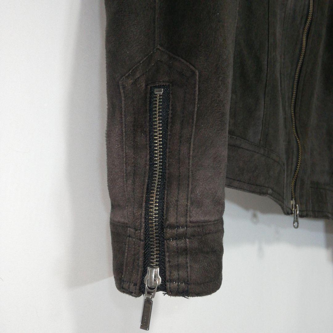 TORNADOMART スエード調 ライダースジャケット 短丈 ファー ブルゾン