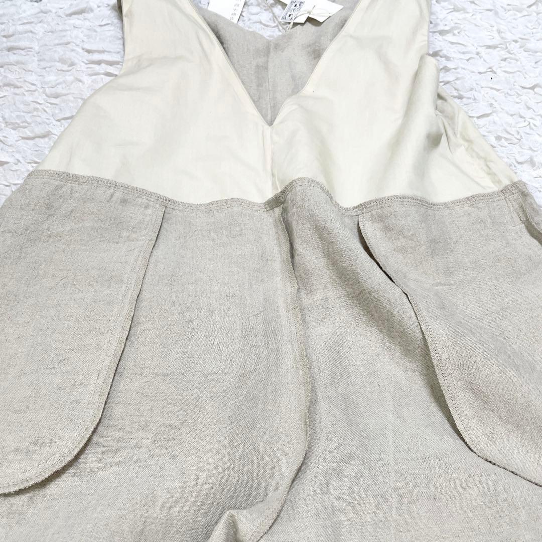 新品タグ付き 中川政七商店 厚手麻のサロペット ベージュ