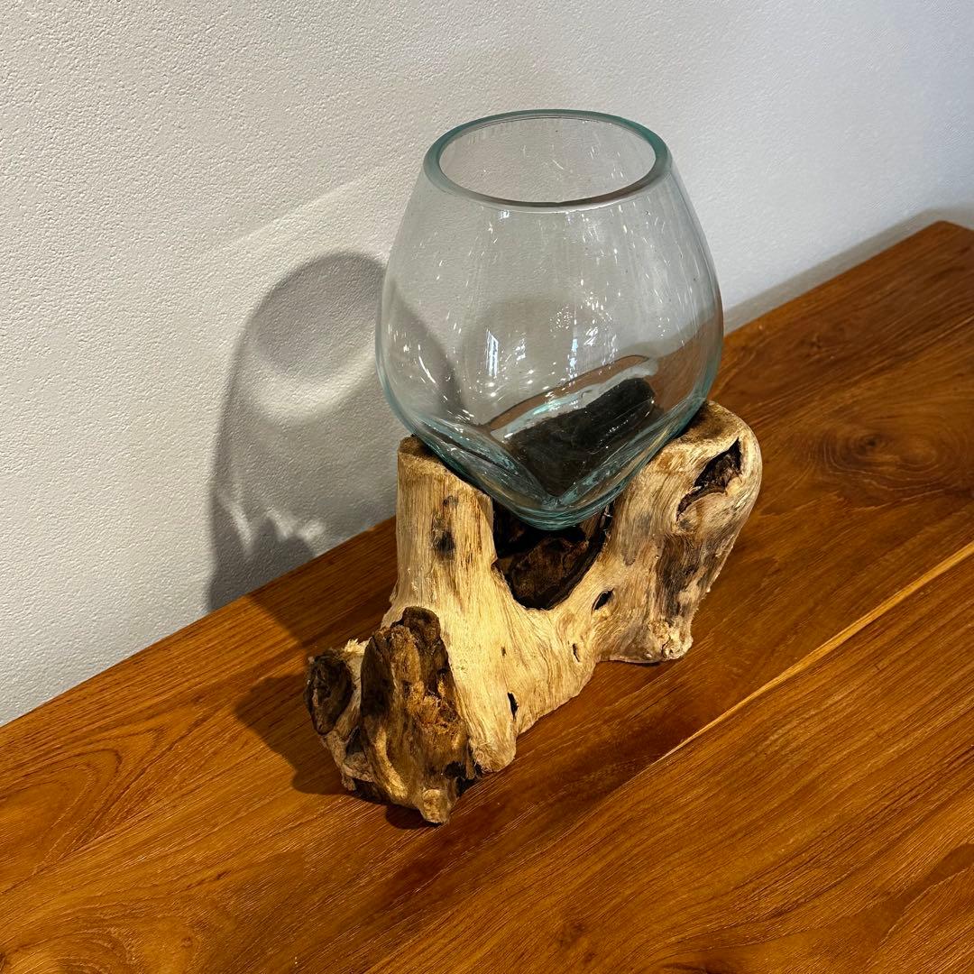 バリ島流木ガラス　w22×d16×h23cm 水槽　アクアリウムメダカ水槽811