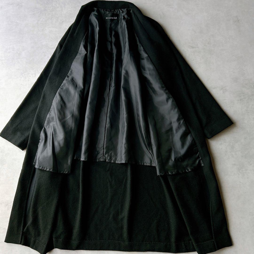 定価2.6万☆ミズイロインド　ショールカラーワイドロングコート ウール