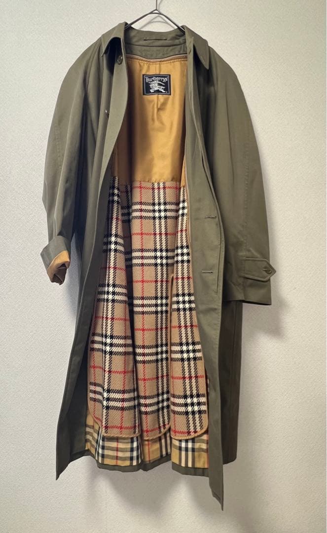 美品激レア90s Burberryアウター ステンカラーコートオリーブグリーン