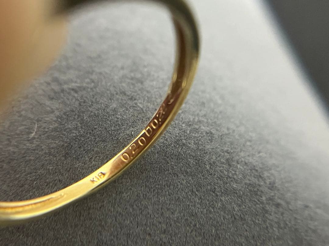 新品K18YGエメラルド0.2ctダイヤモンドリング指輪