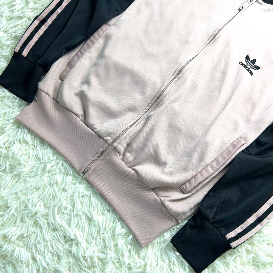 希少Lピンク黒 ビームス別注adidas トラックジャケット 刺繍ビンテージ
