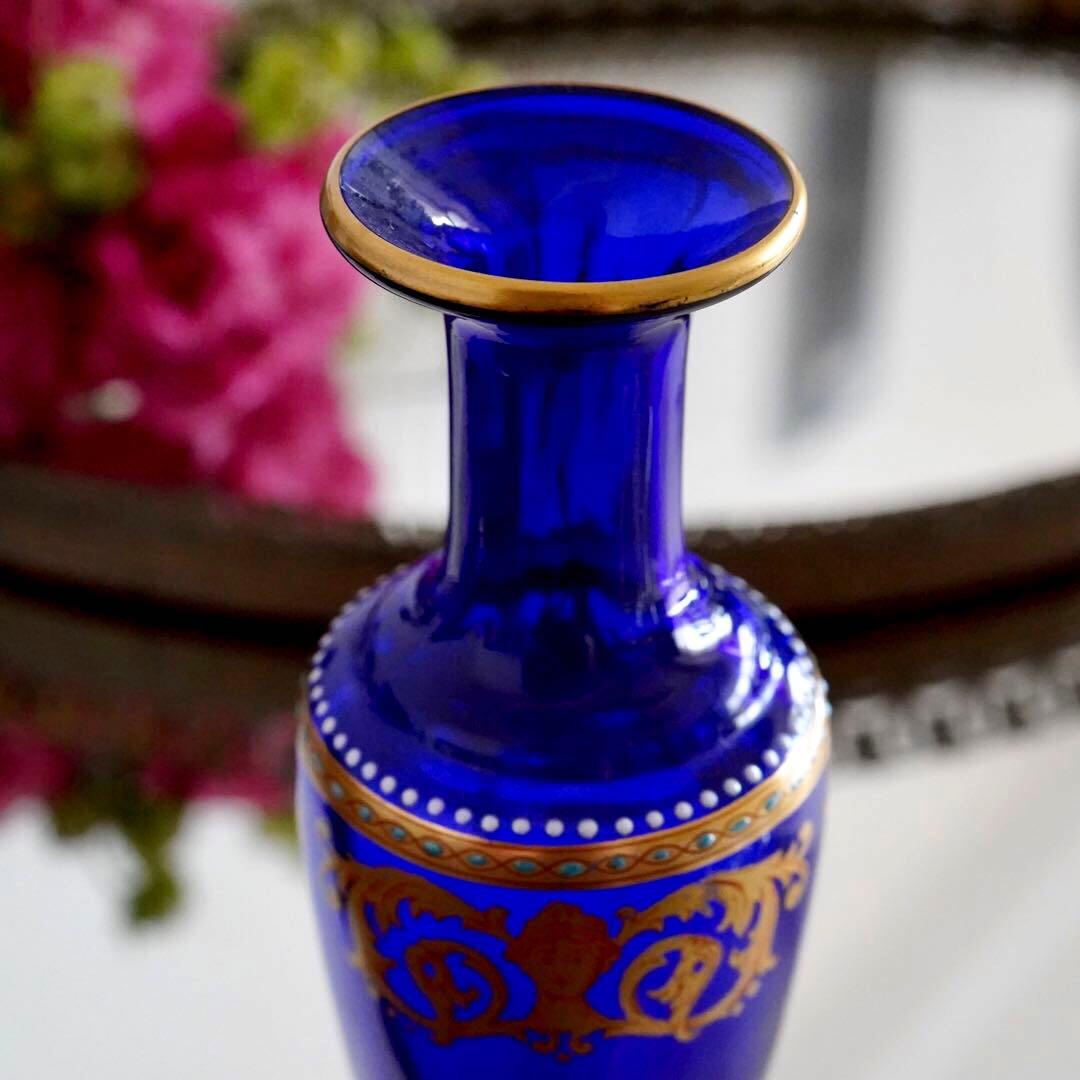 極希少★オールドバカラBACCARAT★24金彩＆エナメル彩装飾 花瓶★一輪挿し