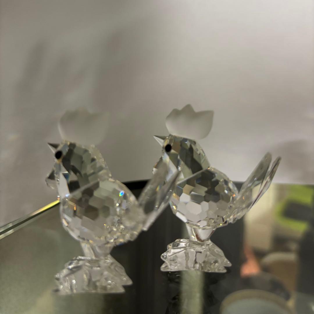 スワロフスキー　クリスタル ニワトリの置物 2個セット