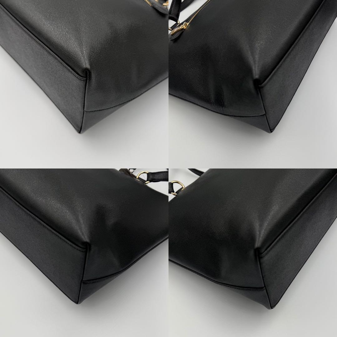 新品タグ付 COACH F79608黒 レザートート A4可 ゴールド金具