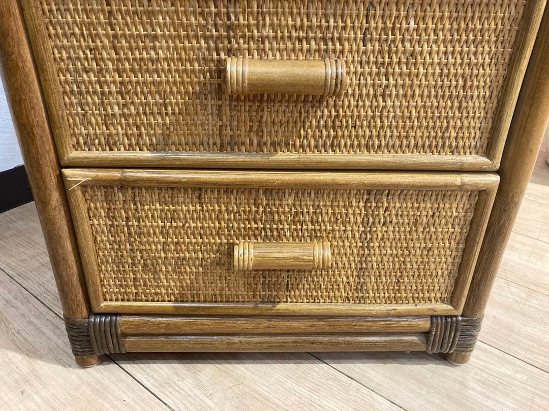 ラタン籐チェスト 家具 4段 タンス　レトロ アンティーク